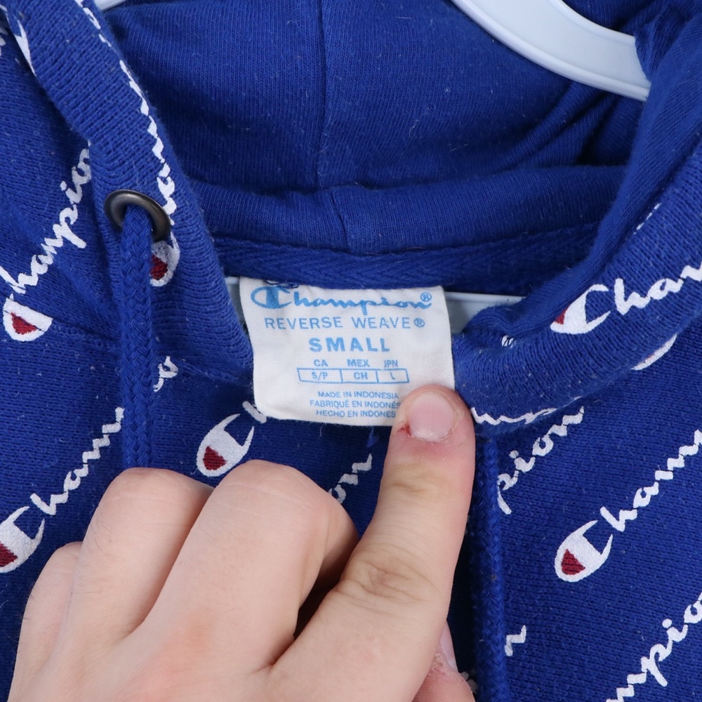 Champion Reverse Weave All Over Print Hoodie Blue - image 4